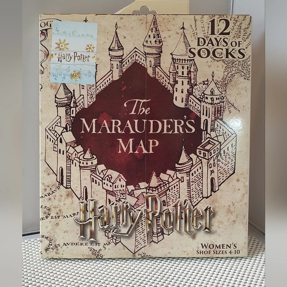 Harry Potter The Marauder's Map 12 Days of Socks Advent Women's Shoe Size 4-10